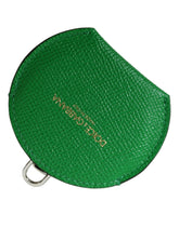 Dolce & Gabbana Green Calfskin Leather Round Logo Hand Mirror Holder -   -  Dolce & Gabbana.